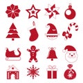 Set of New Year, Christmas, flat icons. Royalty Free Stock Photo